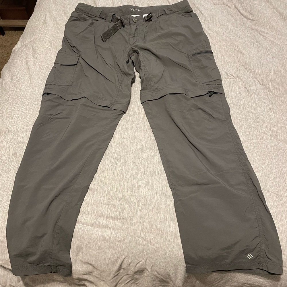 Columbia Pants Men 36 Green Cargo Convertible Fishing Hiking Outdoor Solid 36x32